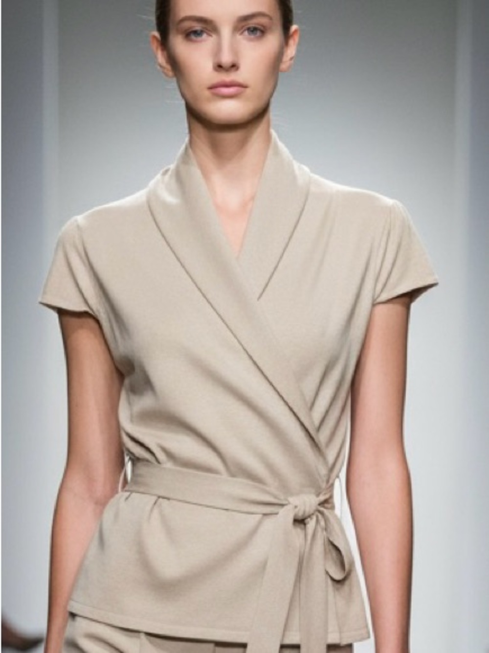 August Silk Petite PS Silk Cotton Blend Knit Wrap Top - Minimalist  Size PS